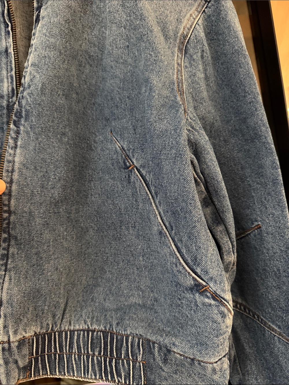 Wit & Wisdom Denim Bomber Jacket Mid Blue Size M NWT - Picture 4 of 7